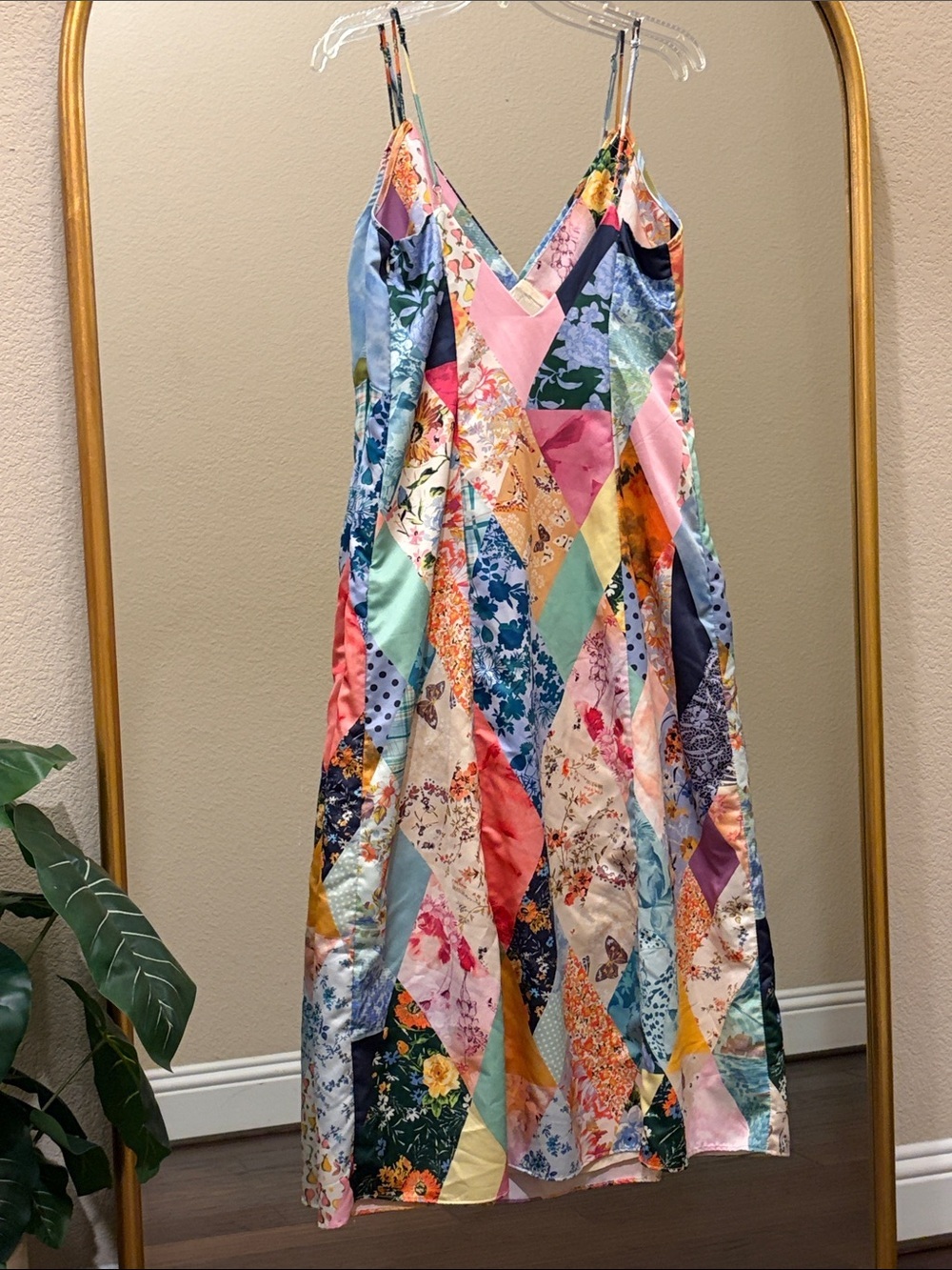 Maeve by Anthropologie Patchwork V-Neck Slip Midi Dress Size M - Picture 6 of 10
